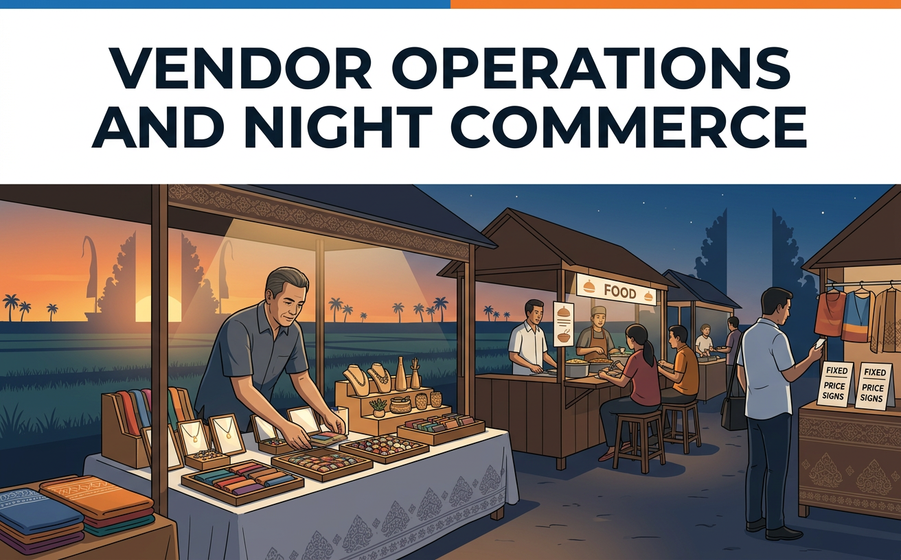 Vendor operations at Ubud Night Market