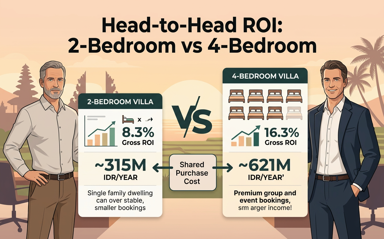 Same Price, Double The Bali Villa ROI? Data-Driven Comparison of 2BR vs 4BR Investments Same Price, Double The Bali Villa ROI? Data-Driven Comparison of 2BR vs 4BR Investments